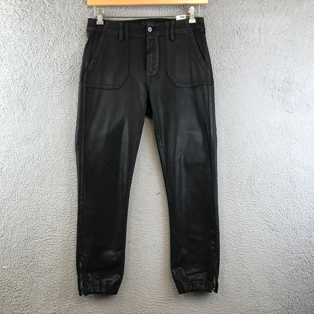 PAIGE Black Faux Leather Jogger Jeans